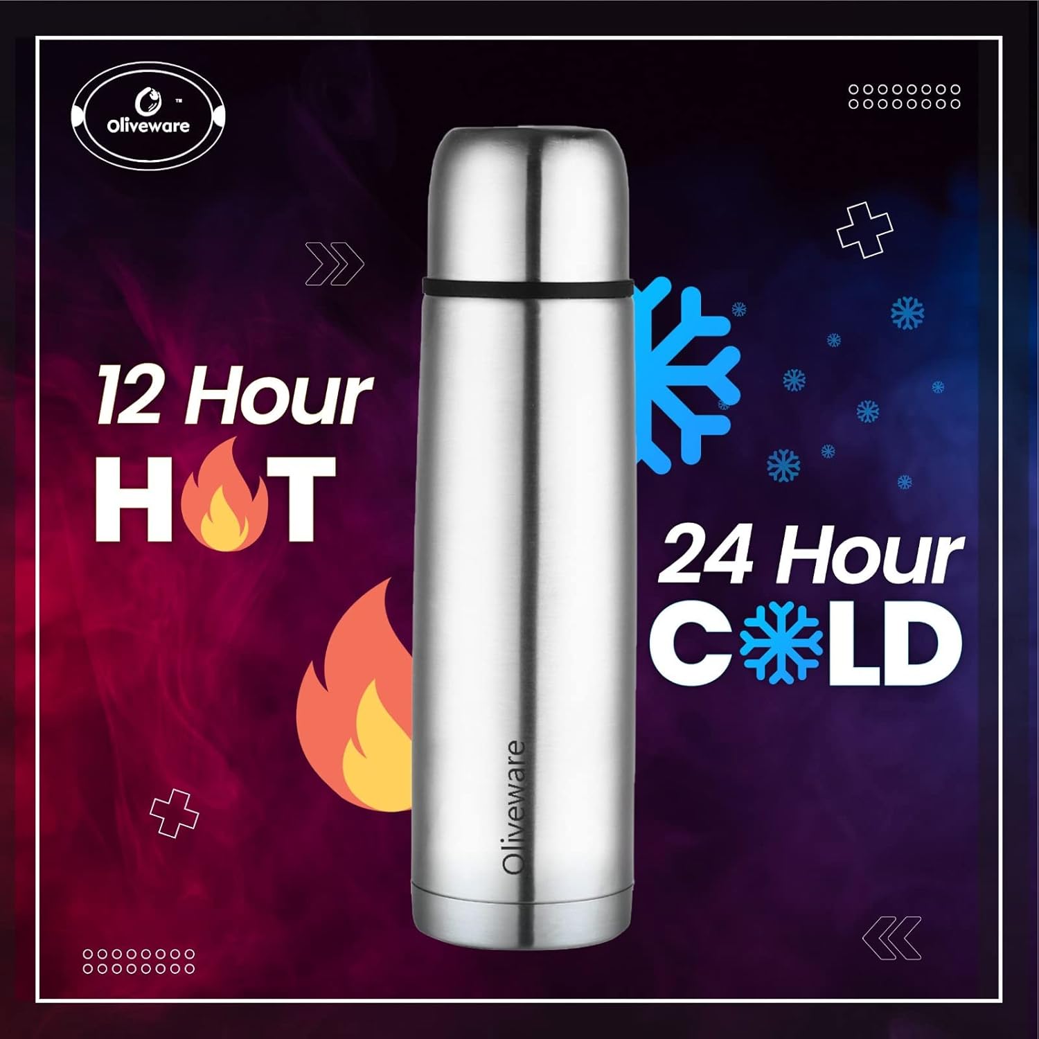 SOPL-OLIVEWARE Spyker Vacuum Double Wall Flask Bottle, Stainless Steel (500ml), Hot & Cold, Insulated Bottle, Fit for Indoor & Outdoors - Silver