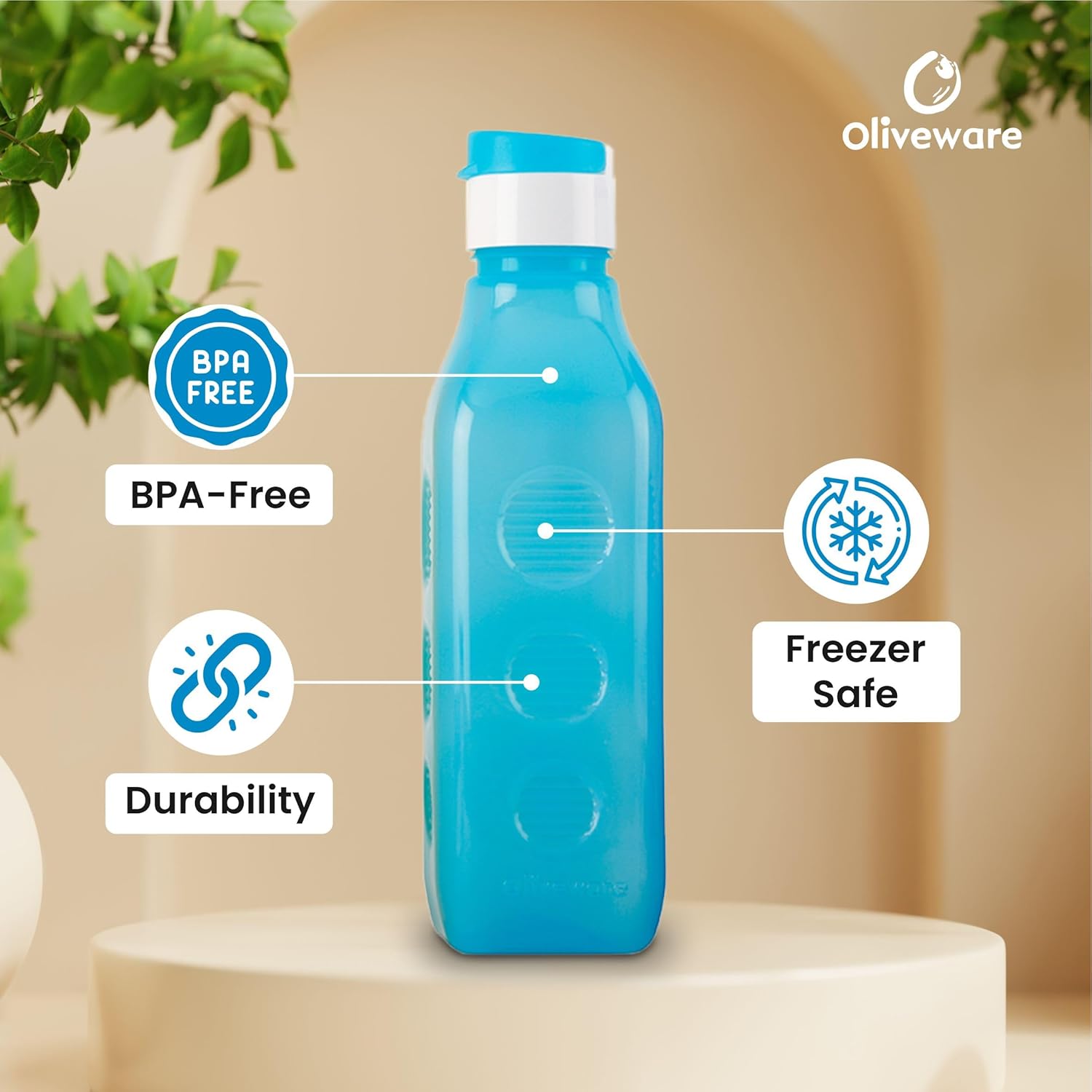 Oliveware Premium PP Water Bottle | SUPERIYA Range | Multi - Pack of 3 | 1 Litre Bottle | Better Grip | 1000 Ml Capacity | for Home & Office Use