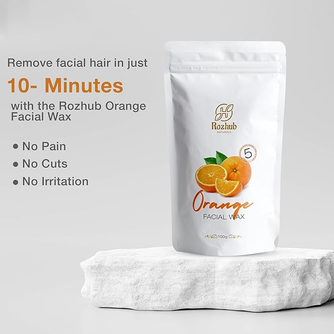 Rozhub Naturals Orange Peel Facial Wax Powder - Brighten Your Skin with Zesty Smoothness - 100g