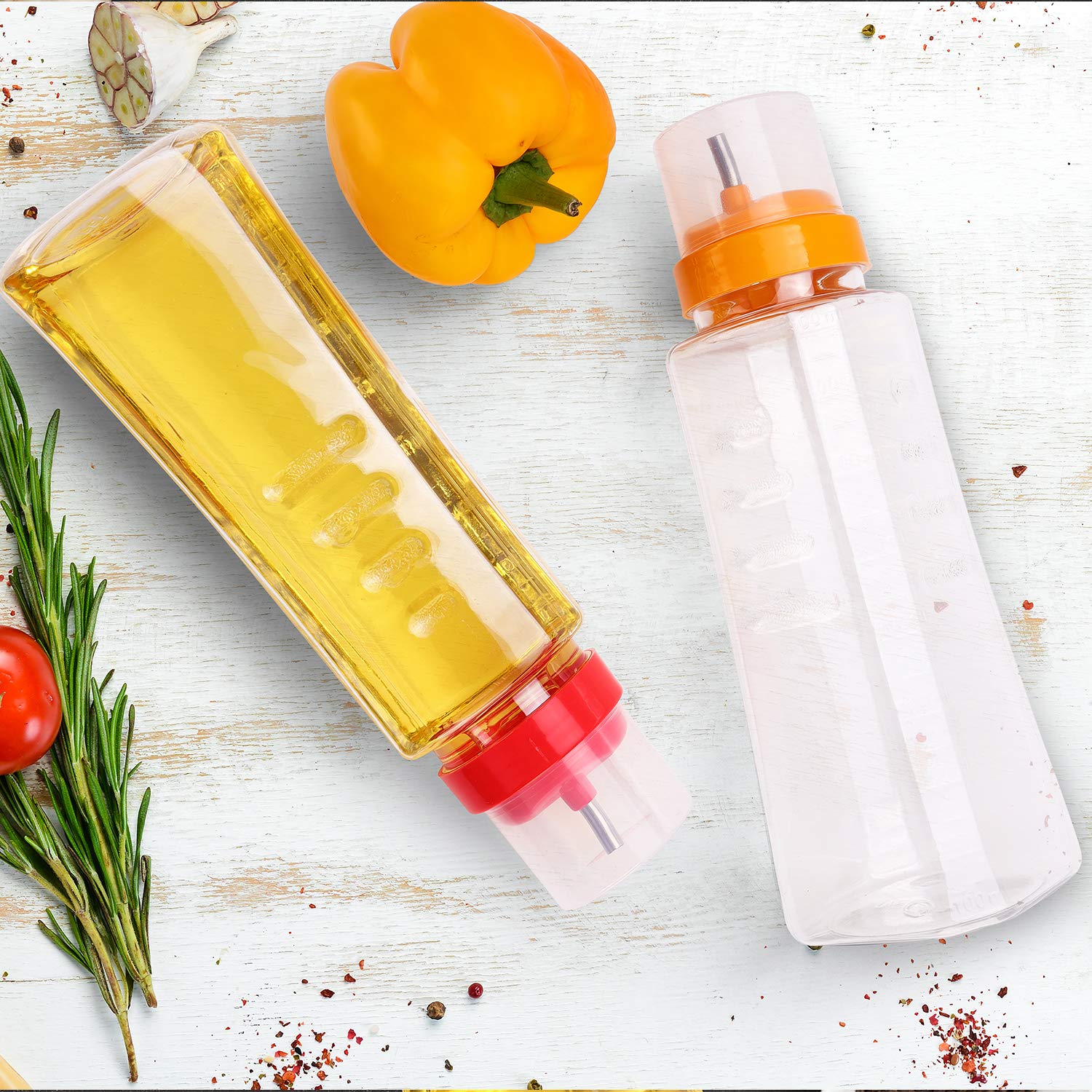 oliveware Oil Dispenser - Cherry | Easy to Pour | Leak-Proof | Oil Container Transparent | 1000 ml Capacity | Anti Skid & No Spill Bottle