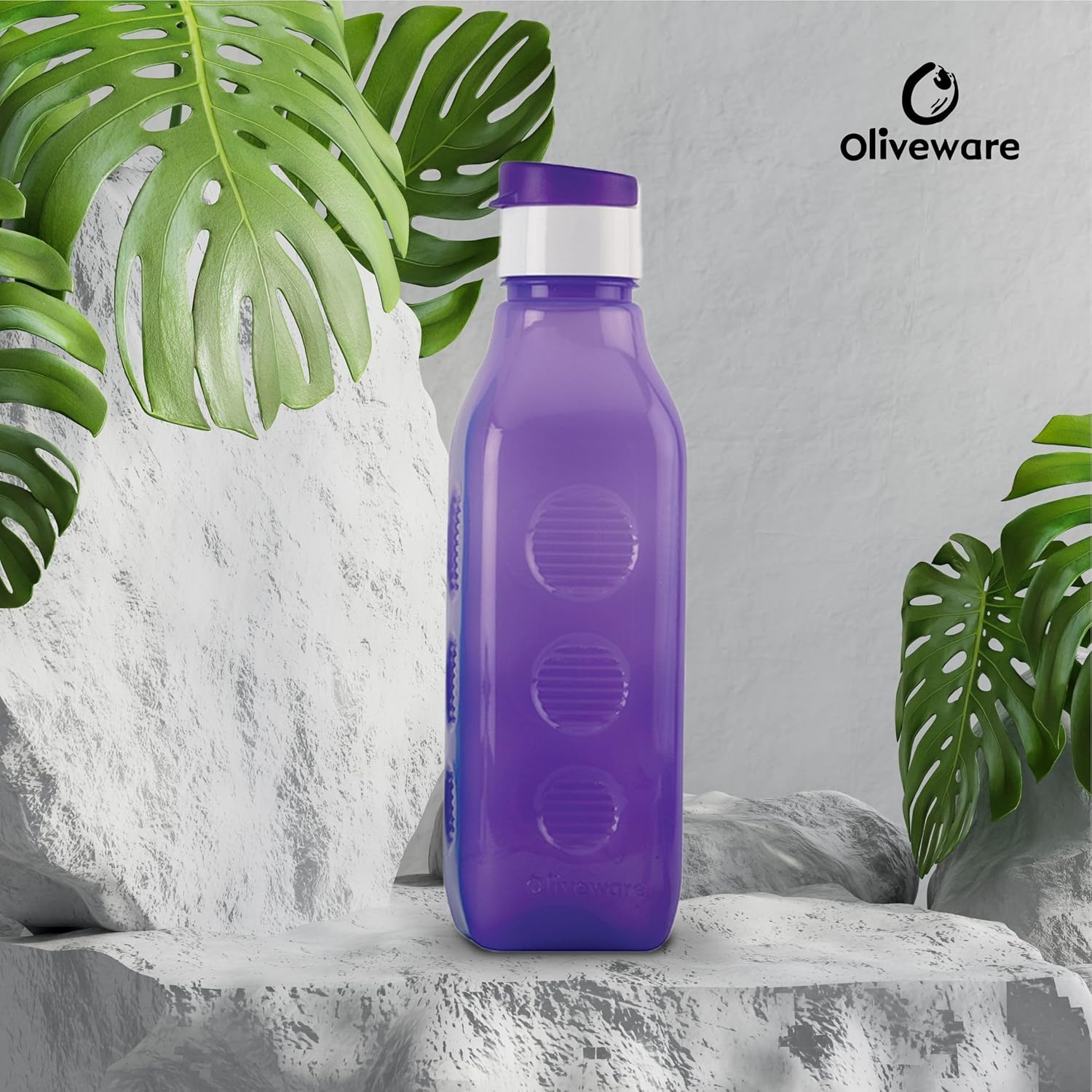Oliveware Premium PET Water Bottle | SUPERIYA Range | Violet - Pack of 6 | 1 Litre Bottle | Better Grip | 1000 Ml Capacity | for Home & Office Use
