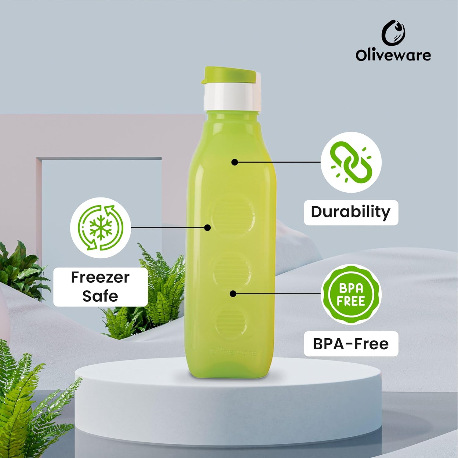 Oliveware Premium PET Water Bottle | SUPERIYA Range | Multi - Pack of 6 | 1 Litre Bottle | Better Grip | 1000 Ml Capacity | for Home & Office Use