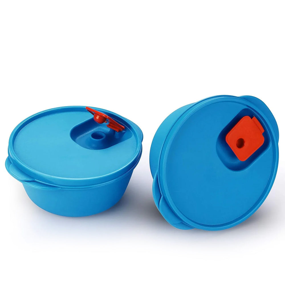 oliveware SOPL Micro Dynasty Food Storage Containers with Air Vent Lid, BPA-Free, Microwave Safe & Leak Proof, Set of 2 Small (900ml) Each - Blue