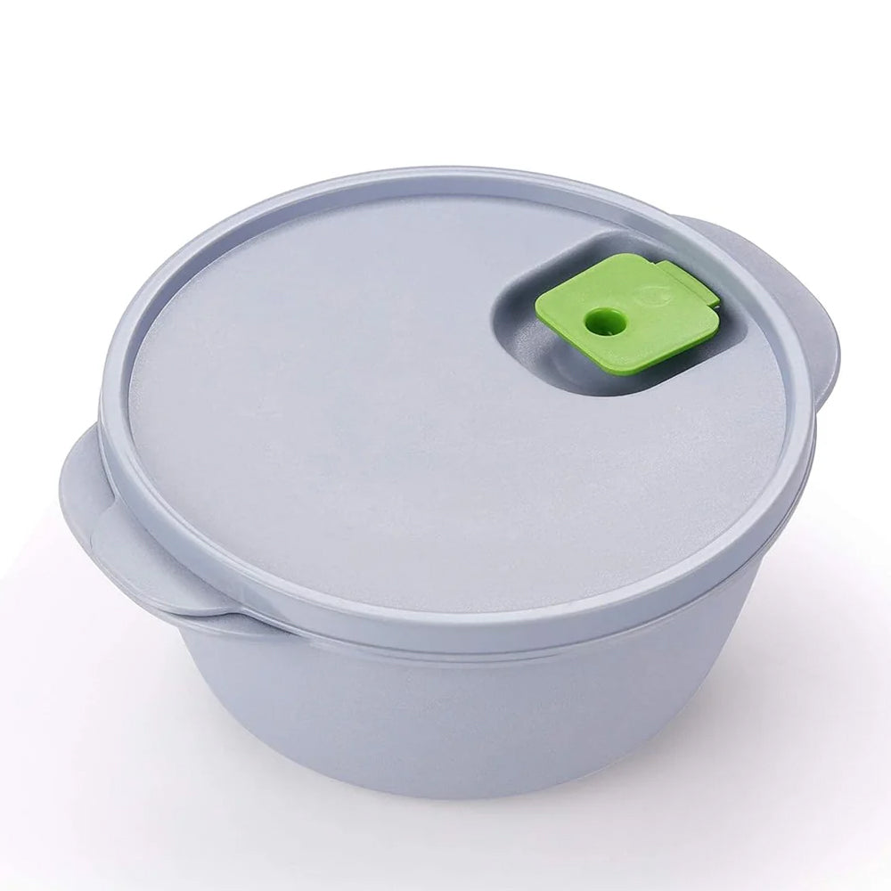 oliveware Micro Dynasty Food Storage Containers with Air Vent Lid, BPA Free, Microwave & Dishwasher Safe, Set of 2 Small - (900ml, Grey)