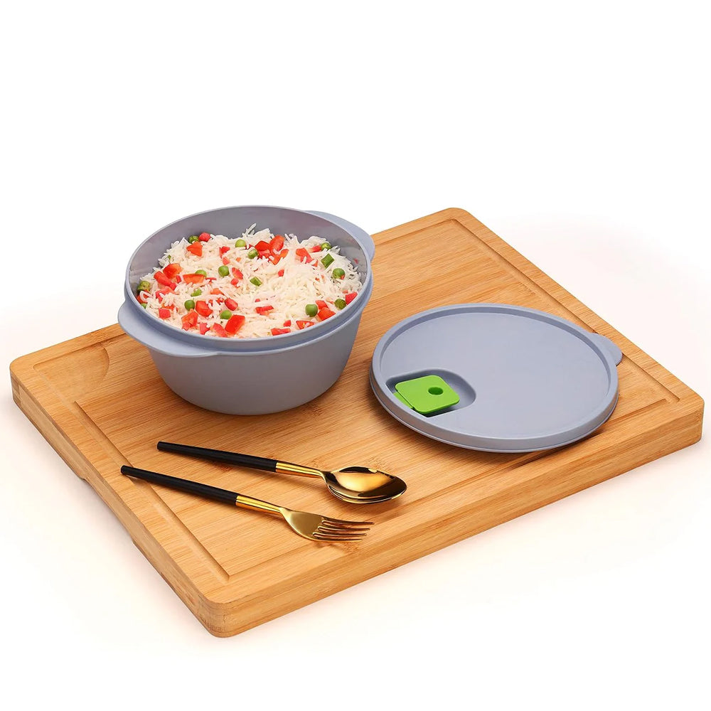 oliveware Micro Dynasty Food Storage Containers with Air Vent Lid, BPA Free, Microwave & Dishwasher Safe, Set of 2 Small - (900ml, Grey)