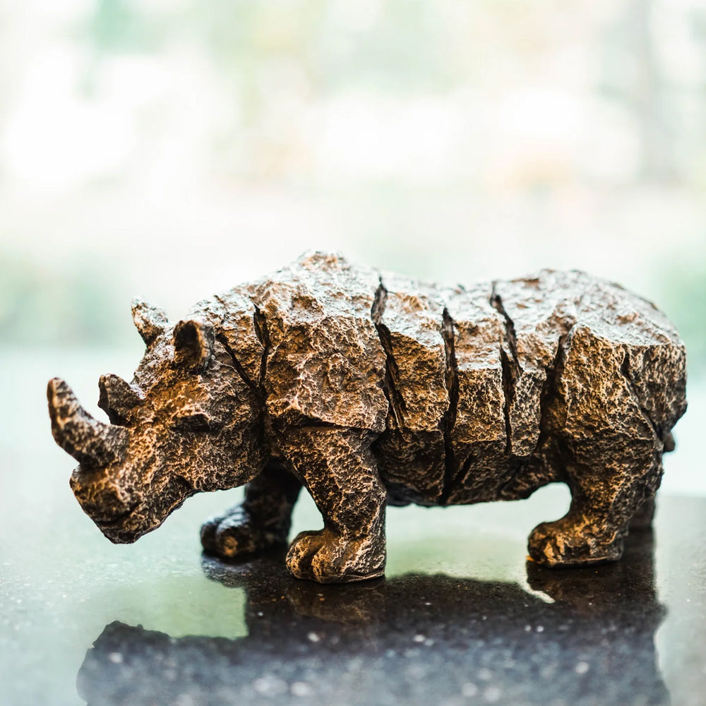 Stone Effect Rhiniceros Statue