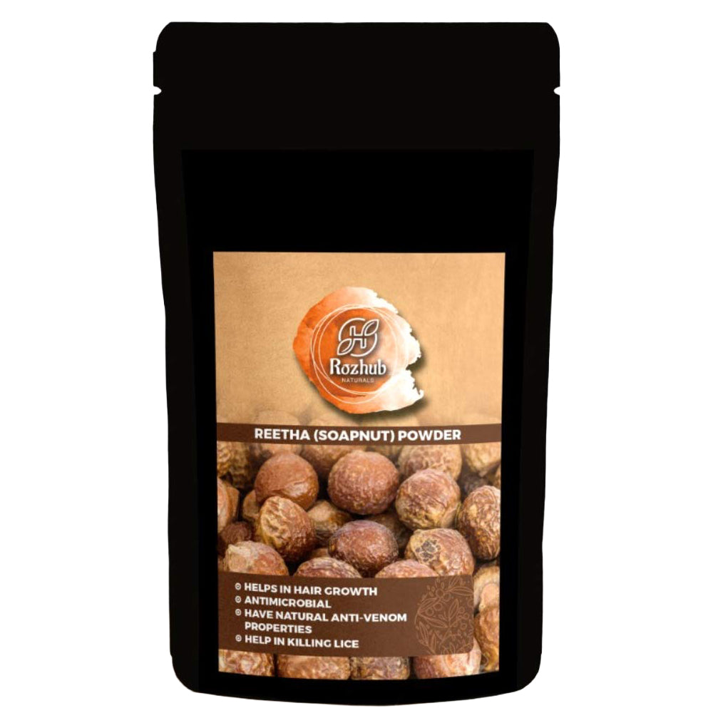 Rozhub Naturals 100% Organic Pure & Natural Pimple Free Clear Skin, Silky Hair - 100G (Reetha Powder)