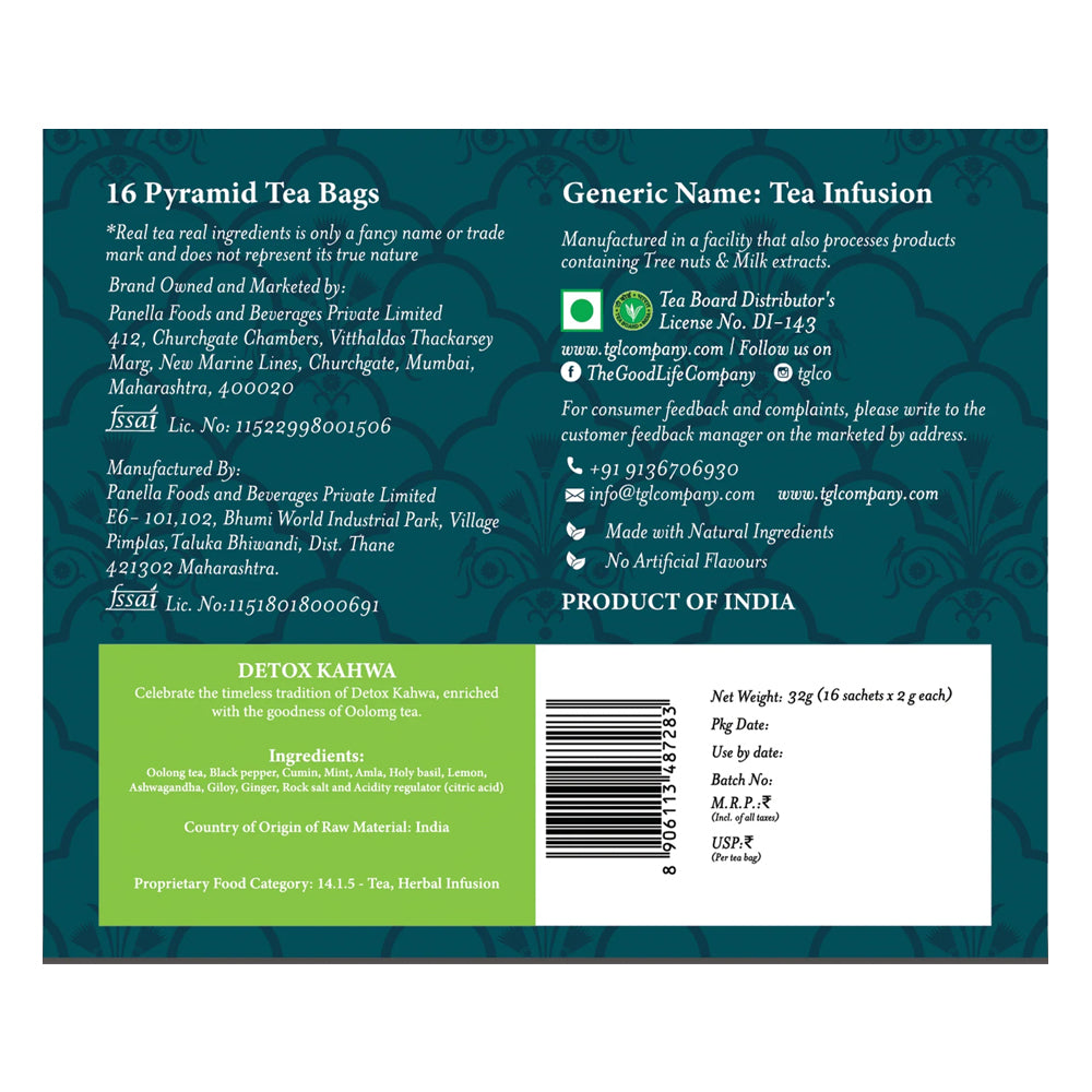 Detox Kahwa Oolong Tea Bags / Loose Tea (16 Tea Bags)