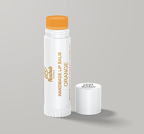 Rozhub Naturals Handmade Vegan Lip Balm for Dry, Chapped lips, Paraben & Sulphate Free (Orange - 5g Tube)