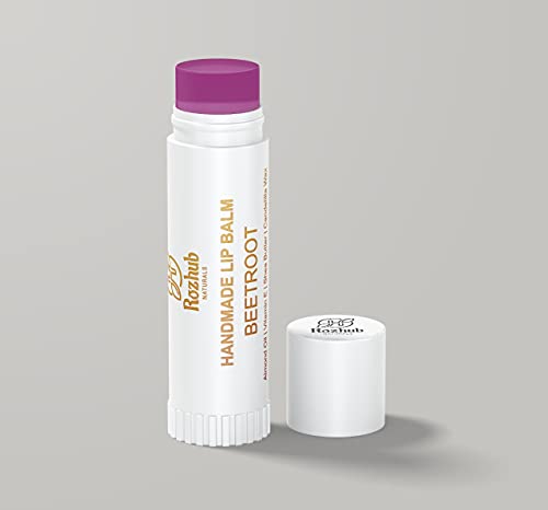 Rozhub Naturals Handmade Vegan Lip Balm for Dry, Chapped lips, Paraben & Sulphate Free (Beetroot - 5g Tube)