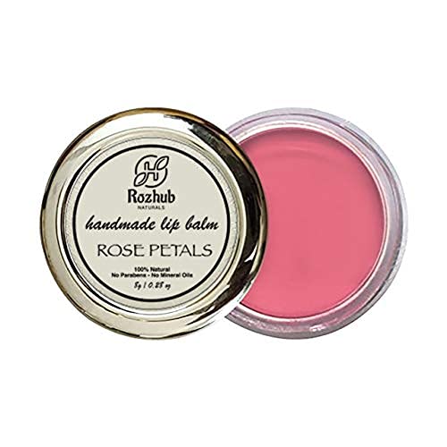 Rozhub Naturals Handmade Vegan Lip Balm for Dry, Chapped lips, Paraben & Sulphate Free - 8g (Rose Petal)