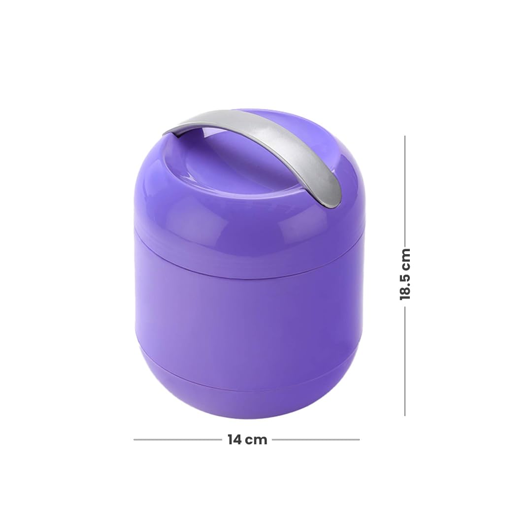 oliveware Bella Lunch Box, 3 Stainless Steel Containers 300ml Each, Insulated Body with Carry Handle, Leak Proof, Complete Meal Hot Case (Violet)
