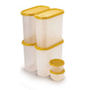 Oliveware Modular Storage Containers, BPA Free, For Pulses, Rice, Dal, Atta & Flour, Set of 6 (4x1800ml, 2x180ml) - Yellow