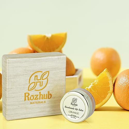 Rozhub Naturals Handmade Vegan Lip Balm for Dry, Chapped lips, Paraben & Sulphate Free - 8g (Orange)