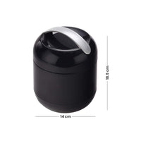 oliveware Bella Lunch Box, 3 Stainless Steel Containers 300ml Each, Insulated Body with Carry Handle, Leak Proof, Complete Meal Hot Case (Black)