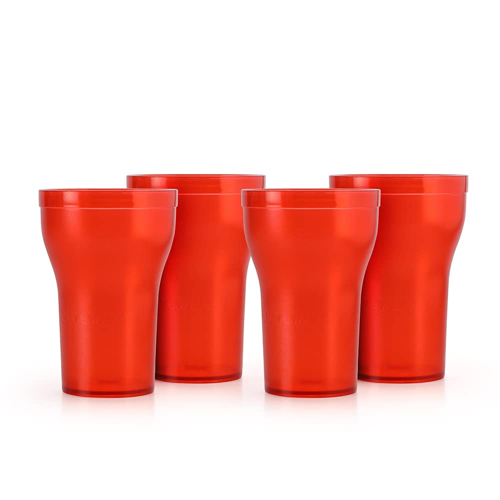 Oliveware Boom Jug | Red | 4000 ML Capacity | with a Set of 4 Glasses | BPA Free Premium Range | for Fridge - Home & Office