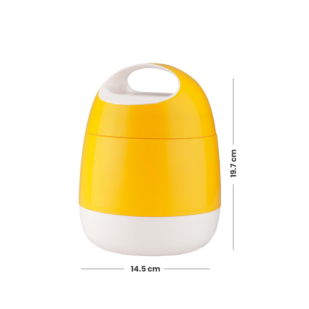 oliveware SOPL (Logo) with Device Marvel Lunch Box with Insulated Box, 3 Stainless Steel Containers 300ml Each, Leak Proof & Sturdy - Yellow