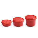 oliveware with Device Stainless Steel Benny Microwave Containers With Bpa Free Airtight Lid, Leak Proof, 3 Inner Steel Container (290 Ml, 450 Ml & 600 Ml), Home & Office Use - Red