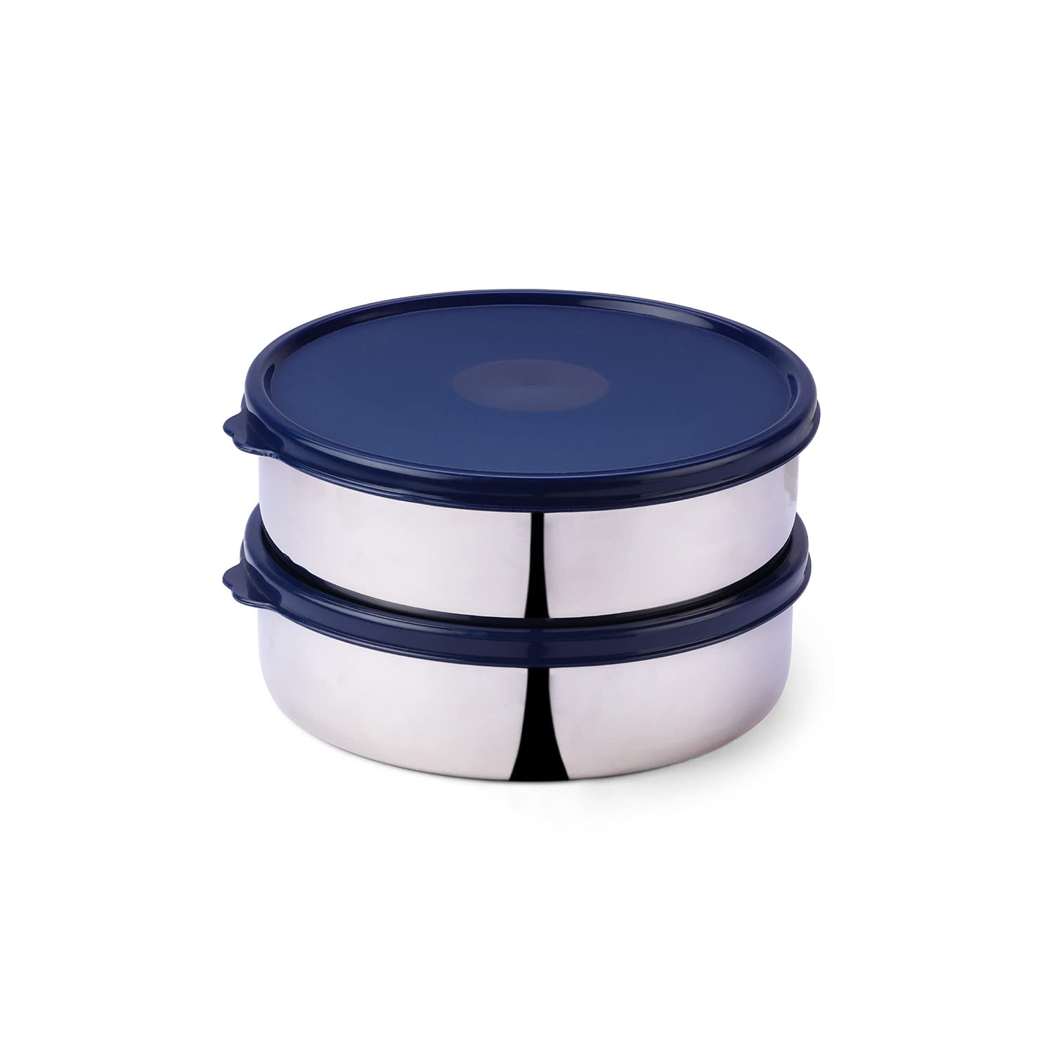 oliveware SOPL (logo) with Device Classic Duo Stainless Steel Storage Container with BPA Free Lid, Leak Proof & Spill Proof, Dishwasher & Freeze Safe, Set of 2 with 1000ml Each - Blue
