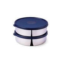 oliveware SOPL (logo) with Device Classic Duo Stainless Steel Storage Container with BPA Free Lid, Leak Proof & Spill Proof, Dishwasher & Freeze Safe, Set of 2 with 1000ml Each - Blue