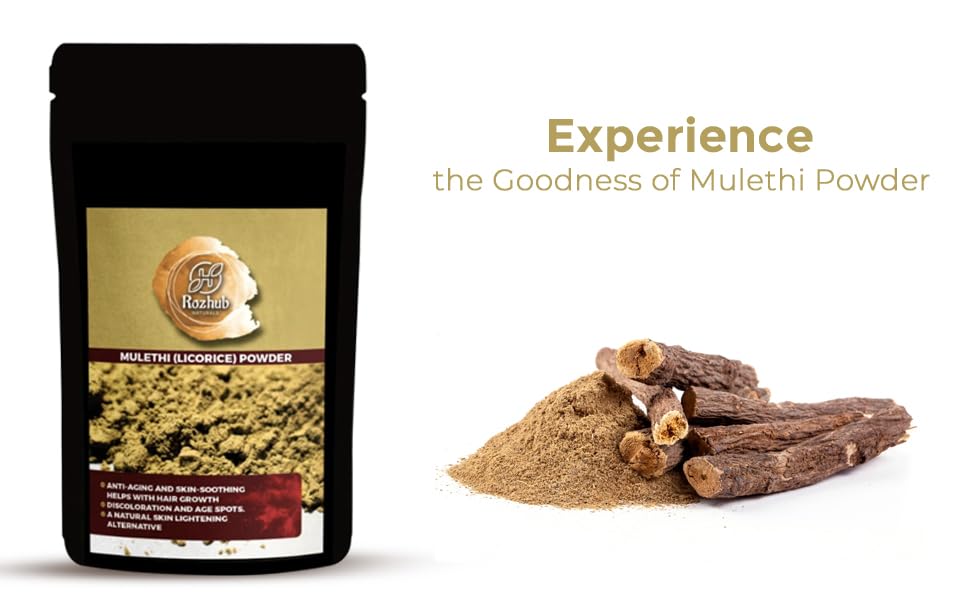 Rozhub Naturals Mulethi Powder Pimple Free Clear Skin, Silky Hair, 100 gm