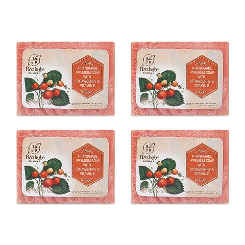 Rozhub Naturals Strawberry Handmade Soaps - Sweet and Nourishing - 100 Gm (Pack of 4)