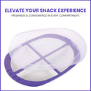 Oliveware Pearl Square Tray with Airtight Lid for Serving Dry Fruits, BPA Free, Storage & Serving Snacks, Dry Fruits, Biscuits, Candy, 4 Compartments (4x150 ml) - Voilet