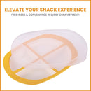 Oliveware Pearl Square Tray with Airtight Lid for Serving Dry Fruits, BPA Free, Storage & Serving Snacks, Dry Fruits, Biscuits, Candy, 4 Compartments (4x150 ml) - Yellow