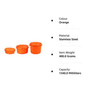 oliveware SOPL (logo) with Device Benny Microwave Containers with BPA Free Airtight Lid, Leak Proof, 3 Inner Steel Container (290 ml, 450 ml & 600 ml), Home & Office Use - Orange