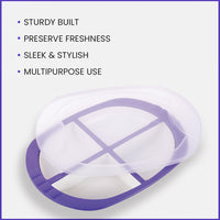 Oliveware Pearl Square Tray with Airtight Lid for Serving Dry Fruits, BPA Free, Storage & Serving Snacks, Dry Fruits, Biscuits, Candy, 4 Compartments (4x150 ml) - Voilet