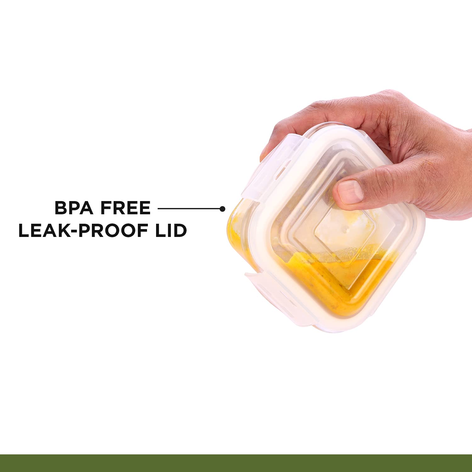 SOPL-OLIVEWARE Deluxe Glassware Lunchbox, Borosilicate Glass Containers, Microwave Safe & Leak Proof, 2 Containers with BPA Free Airtight Lid (320ml) Each - Blue