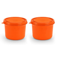 oliveware Benny Microwave Containers with BPA Free Airtight Lid, Stainless Steel Container, Leak Proof, Home & Office Use, Set of 2 (600ml) - Orange