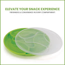 oliveware Majestic Snaks & Dry Fruit Candy Tray with Airtight Lid, BPA Free Plastic, 4 compartments (4x300 ml), Store & Serve - Green