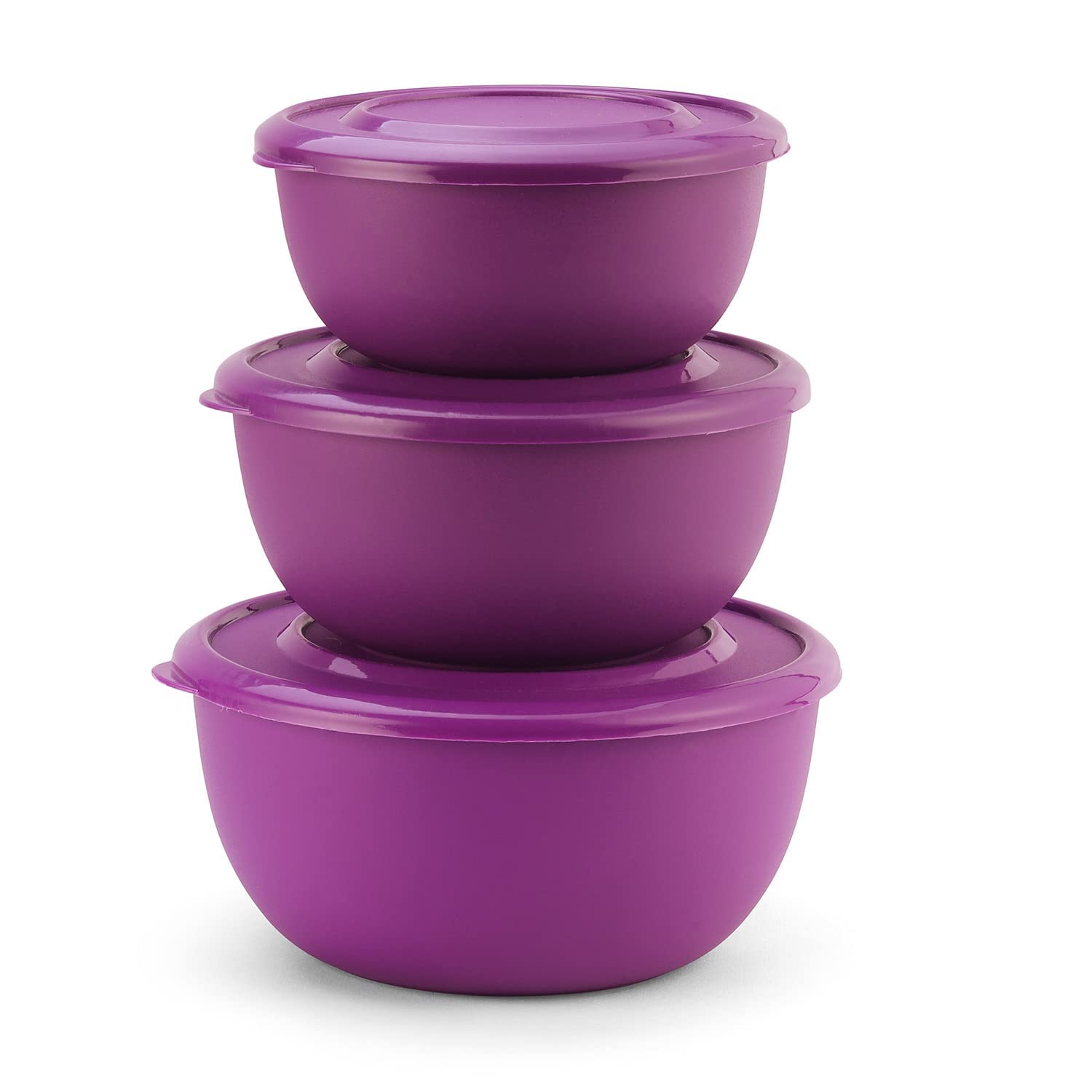 SOPL-OLIVEWARE Tulip Storage Containers, Microwave Safe & BPA Free, Stainless Steel, Store & Serve, 3 Containers (500ml, 800ml, 1250ml) - Violet