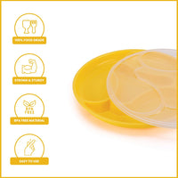 oliveware Majestic Snaks & Dry Fruit Candy Tray with Airtight Lid, BPA Free Plastic, 4 compartments (4x300 ml), Store & Serve - Yellow