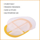 Oliveware Pearl Square Tray with Airtight Lid for Serving Dry Fruits, BPA Free, Storage & Serving Snacks, Dry Fruits, Biscuits, Candy, 4 Compartments (4x150 ml) - Yellow