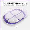 Oliveware Pearl Square Tray with Airtight Lid for Serving Dry Fruits, BPA Free, Storage & Serving Snacks, Dry Fruits, Biscuits, Candy, 4 Compartments (4x150 ml) - Voilet