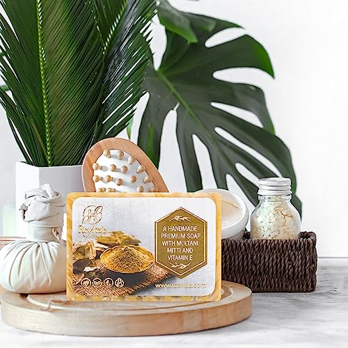 Rozhub Naturals Multani Mitti handmade Natural Soap - Soothing and Purifying Soap for Sensitive Skin, 100 Gm (Pack Of 4)