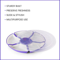 Oliveware Flower Snack Container with 5 Compartments | Storage & Serving Snacks, Dry Fruits, Biscuits, Candy | Hard Plastic | Multi Purpose - Violet