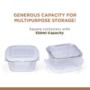Oliveware Food Storage Container| Set of 2 | Square Containers| 320ml each|Air-Tight Fridge Organizer Case|BPA-Free Locking Lids |Microwave & Freezer Safe |Leak Proof Food Storage Meal Prep Containers