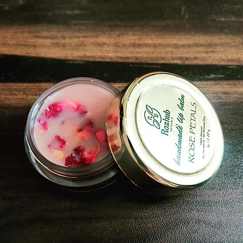 Rozhub Naturals Handmade Vegan Lip Balm for Dry, Chapped lips, Paraben & Sulphate Free - 8g (Rose Petal)