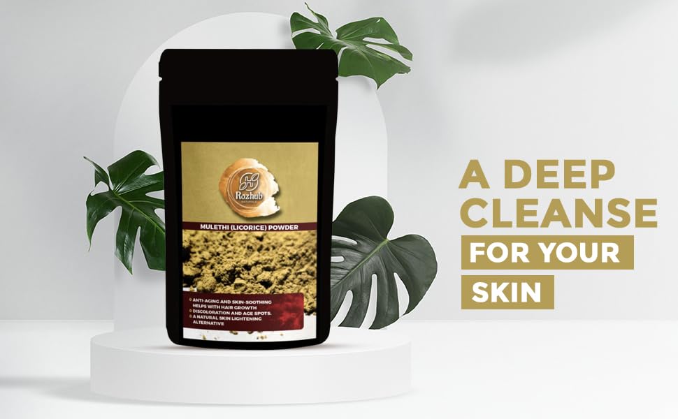 Rozhub Naturals Mulethi Powder Pimple Free Clear Skin, Silky Hair, 100 gm