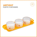 oliveware Venice Dry Fruit Container Tray with Airtight Lid, BPA Free, For Snacks & Dry Fruits, 3 Containers (350ml) each - Red