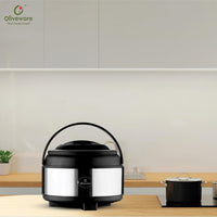 oliveware Glory Insulated Stainless Steel Casserole | High Grade | Steel Interior | Puff Insulated Lid | Keeps Chapati, Food, Curry | Easy to Carry Handle | Sturdy Base | 2000 ml
