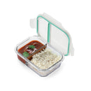 Oliveware Elite Microwave Safe Office Two Compartment Lunch Box Set | Borosilicate Glass | Safety Lock Airtight Tiffin Containers (600ml)