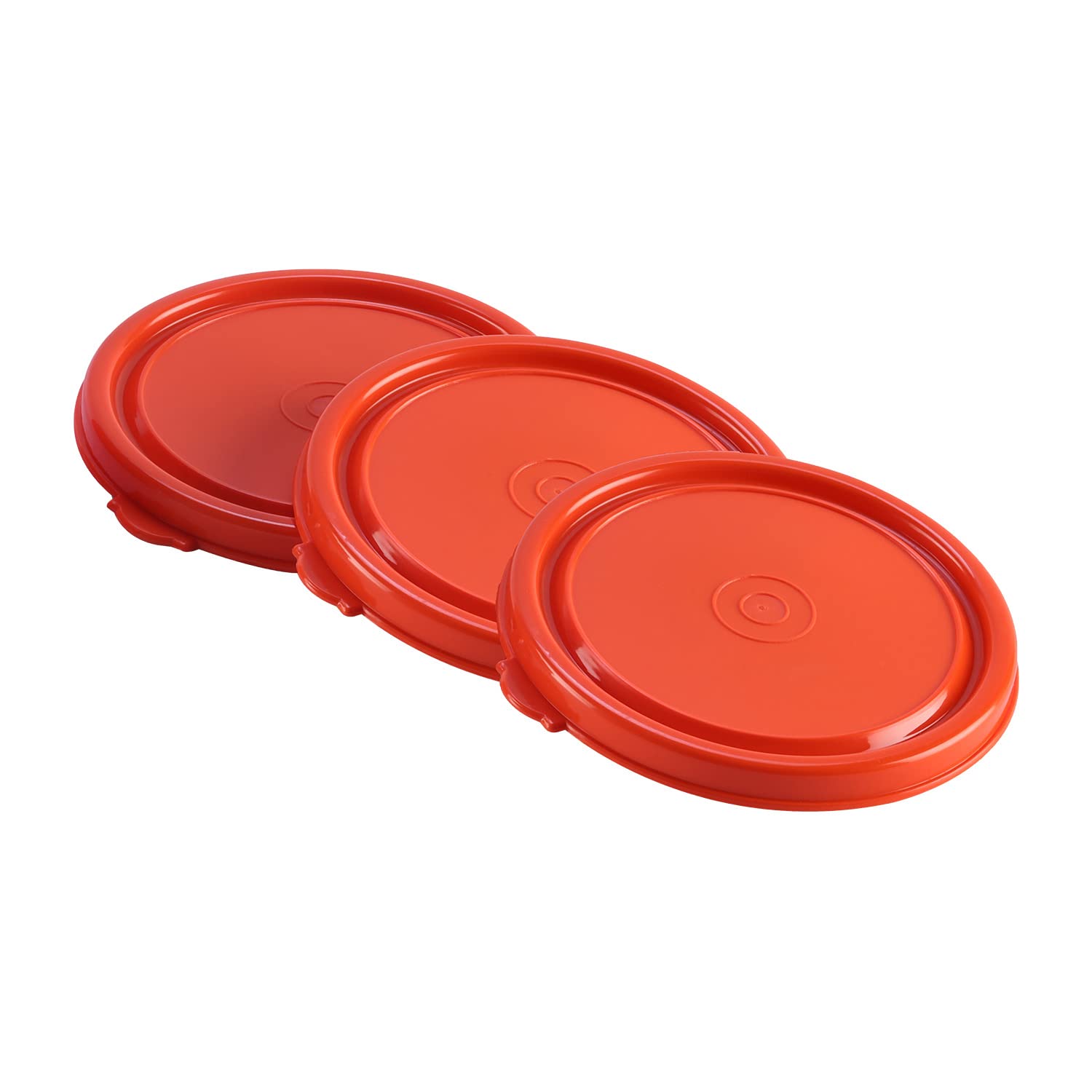 Oliveware Air Tight Lids for Benny Container | Set of 3 | Spill Proof | Leak Proof | For 290ml, 450ml, 600ml | Dishwasher & Freezer Safe (Orange)