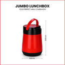 Oliveware Jumbo Lunch Box - 4 Containers | Full Set Office Use | Insulated Body | Leak Proof | Full Meal & Easy to Carry - Red