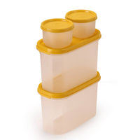 Oliveware Modular Storage Containers, BPA Free, For Pulses, Rice, Dal, Atta & Flour, Set of 4 (2x1800ml, 2x180ml) - Yellow