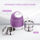 oliveware SOPL (Logo) with Device Marvel Lunch Box with Insulated Box, 3 Stainless Steel Containers 300ml Each, Leak Proof & Sturdy - Voilet