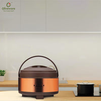 Oliveware Glory Puff Insulated Casseroles, Stainless Steel, Sturdy Base, Keeps Chapati, Food Curry, Easy to Carry, Set of 2-2500ml (Copper)